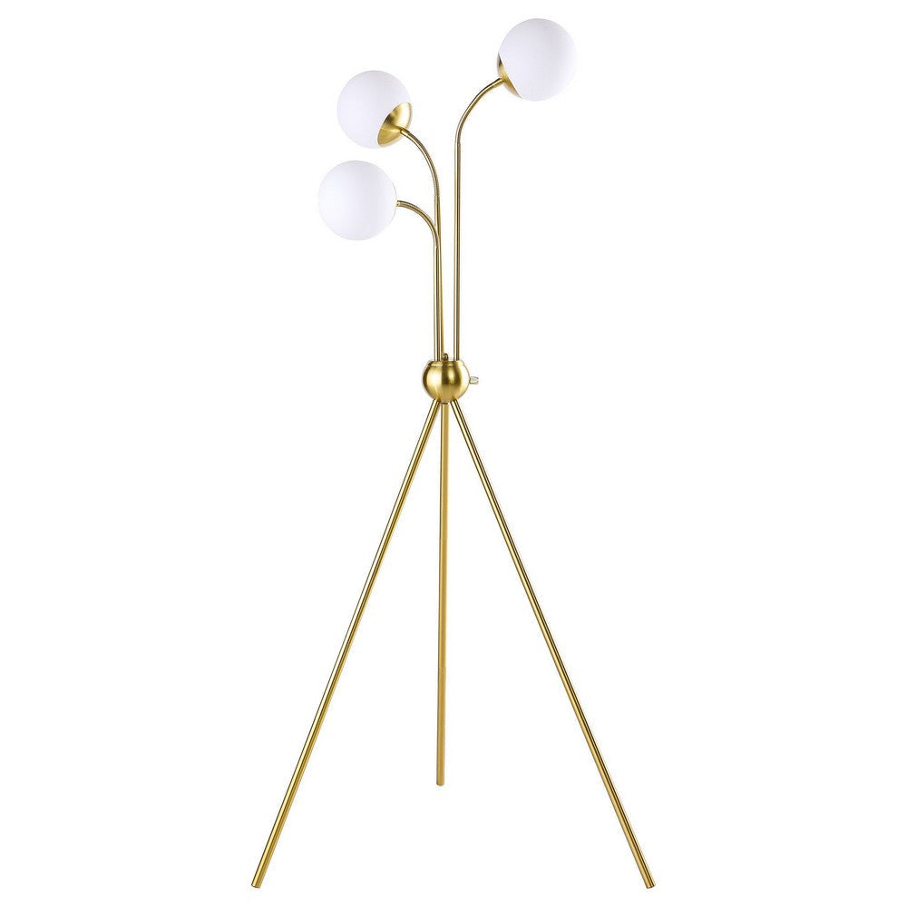 Jyan Accent Floor Lamp 3 Classic Globe Lights Tripod Gold Metal Base By Casagear Home BM319009