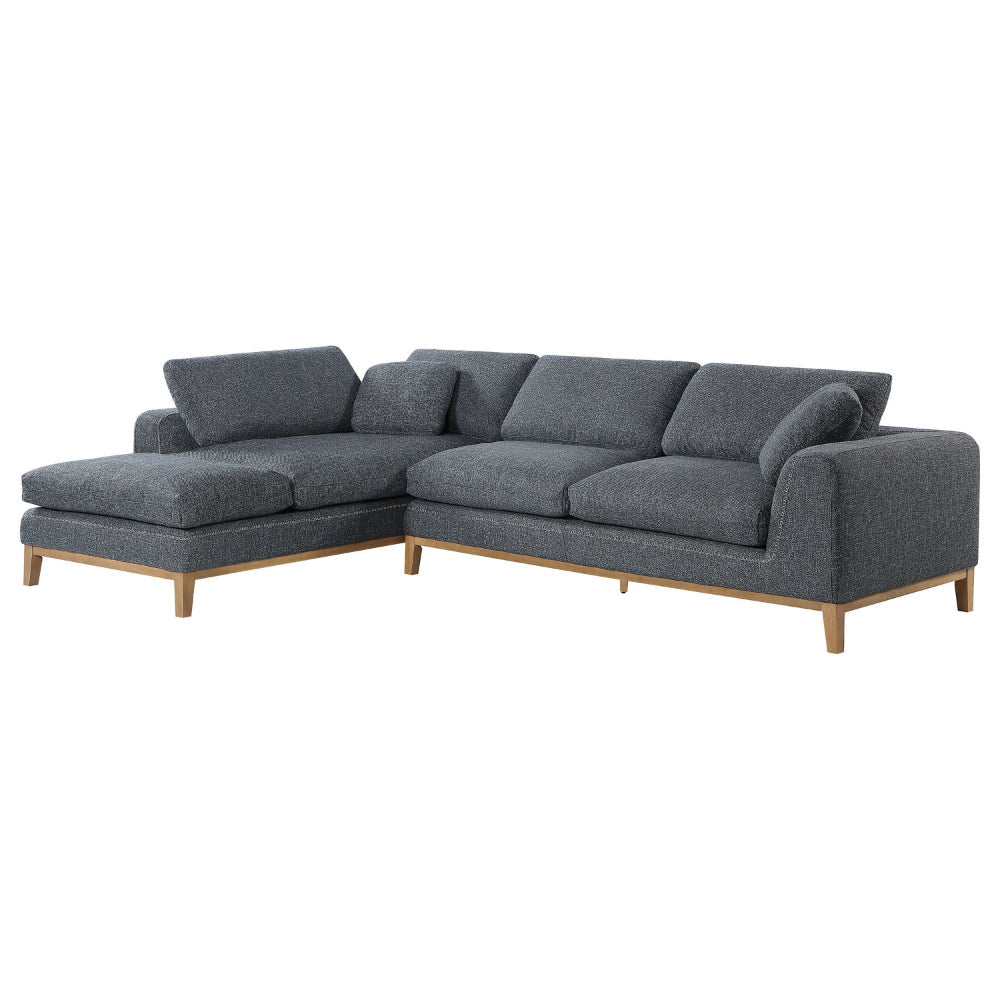 2 Piece L Shaped Modular Sectional Sofa with 2 Pillows Woven Gray Fabric By Casagear Home BM319012