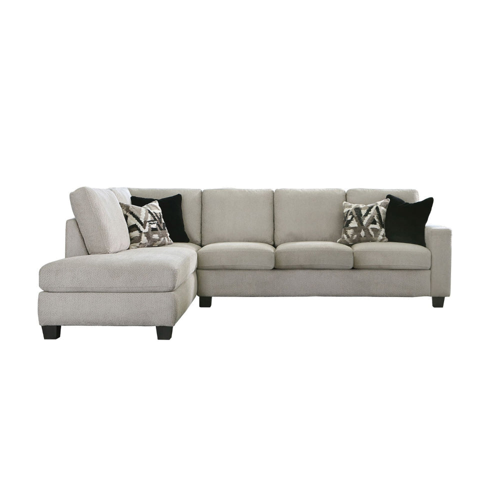 Will 2pc L Shaped Sectional Sofa Modern Herringbone Beige Chenille Fabric By Casagear Home BM319013