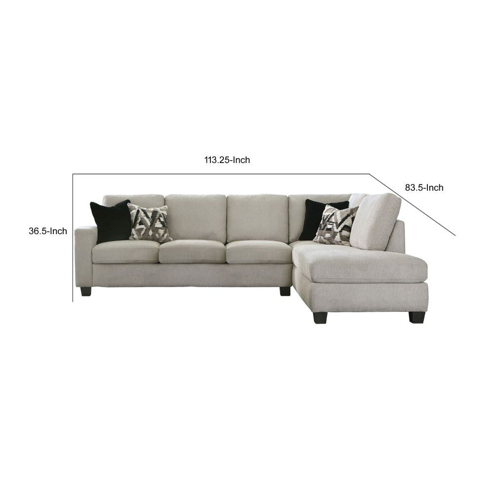 Will 2pc L Shaped Sectional Sofa Modern Herringbone Beige Chenille Fabric By Casagear Home BM319013