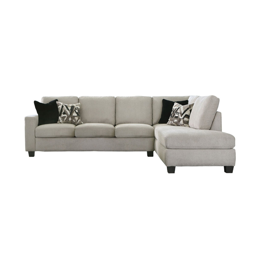 Will 2pc L Shaped Sectional Sofa, Modern Herringbone Beige Chenille Fabric By Casagear Home