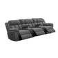 Jak Manual Recliner Sofa, 2 Consoles, Cushioned Tufted Seats, Charcoal Gray By Casagear Home