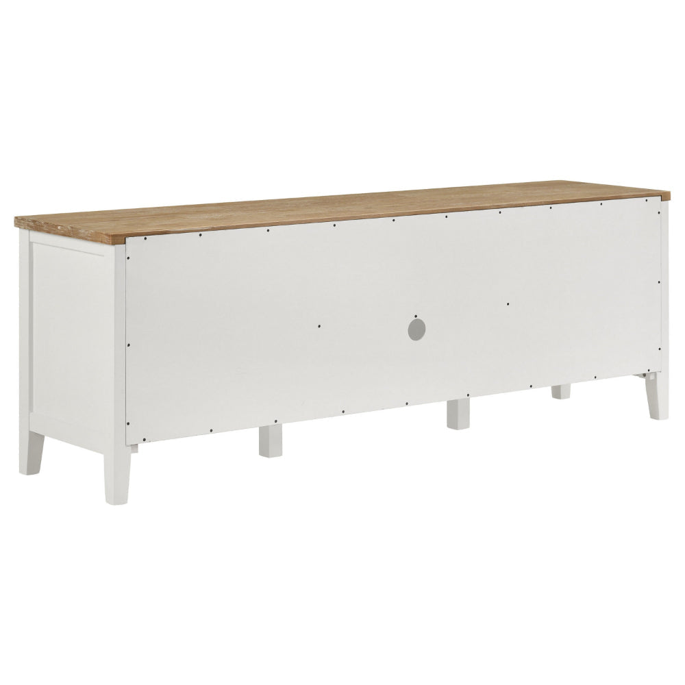 TV Entertainment Console with 2 Media Towers White and Brown Solid Wood By Casagear Home BM319018