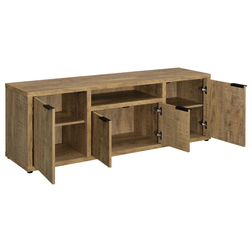 TV Entertainment Console with 2 Media Tower 4 Cabinets Natural Brown Wood By Casagear Home BM319019