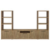 TV Entertainment Console with 2 Media Tower, 4 Cabinets, Natural Brown Wood By Casagear Home