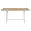 Hoa Counter Height Dining Table 71 Inch Rectangular Brown Top White Base By Casagear Home BM319021