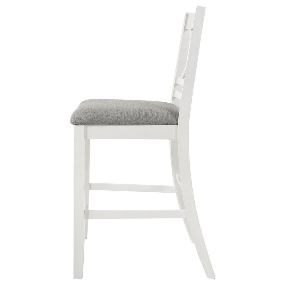 Hoa Counter Height Dining Chair Set of 2 X Back Gray Fabric White Wood By Casagear Home BM319022