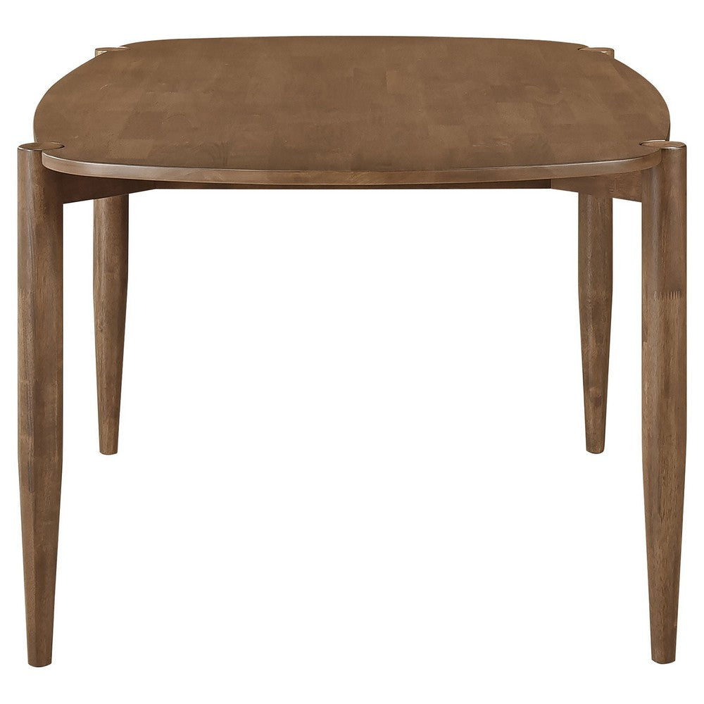 Dora Dining Table 63 Inch Oval Top Tapered Legs Walnut Brown Solid Wood By Casagear Home BM319023