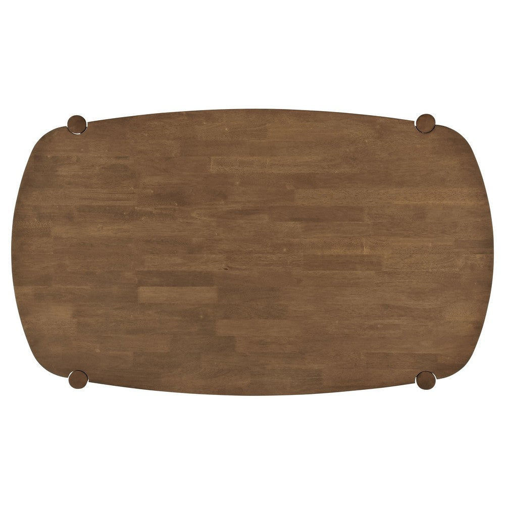 Dora Dining Table 63 Inch Oval Top Tapered Legs Walnut Brown Solid Wood By Casagear Home BM319023