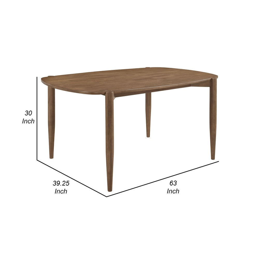 Dora Dining Table 63 Inch Oval Top Tapered Legs Walnut Brown Solid Wood By Casagear Home BM319023