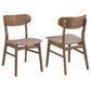 Dora Dining Chair Set of 2, Brown Fabric, Walnut Brown Wood, 19 Inch By Casagear Home