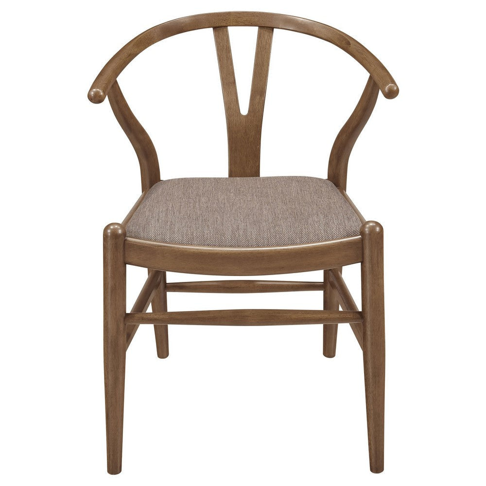 Ellie Dining Chair Set of 2 Y Shape Back Fabric Seats Walnut Brown By Casagear Home BM319028