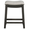 Stacy Counter Height Stool Set of 2 Beige Fabric Nailhead Trim Dark Gray By Casagear Home BM319031