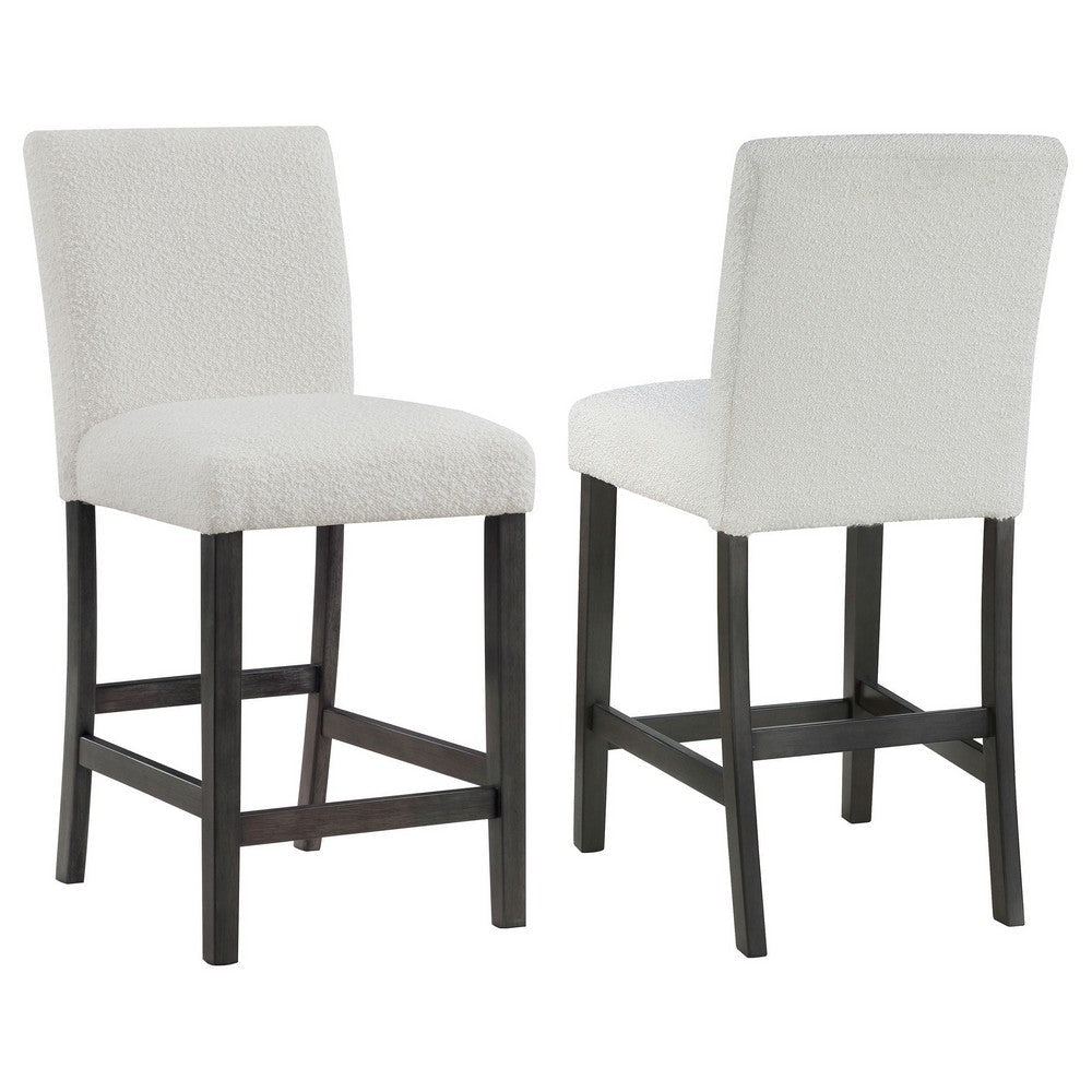 Alora Counter Height Dining Chair Set of 2, White Boucle, Charcoal Gray By Casagear Home