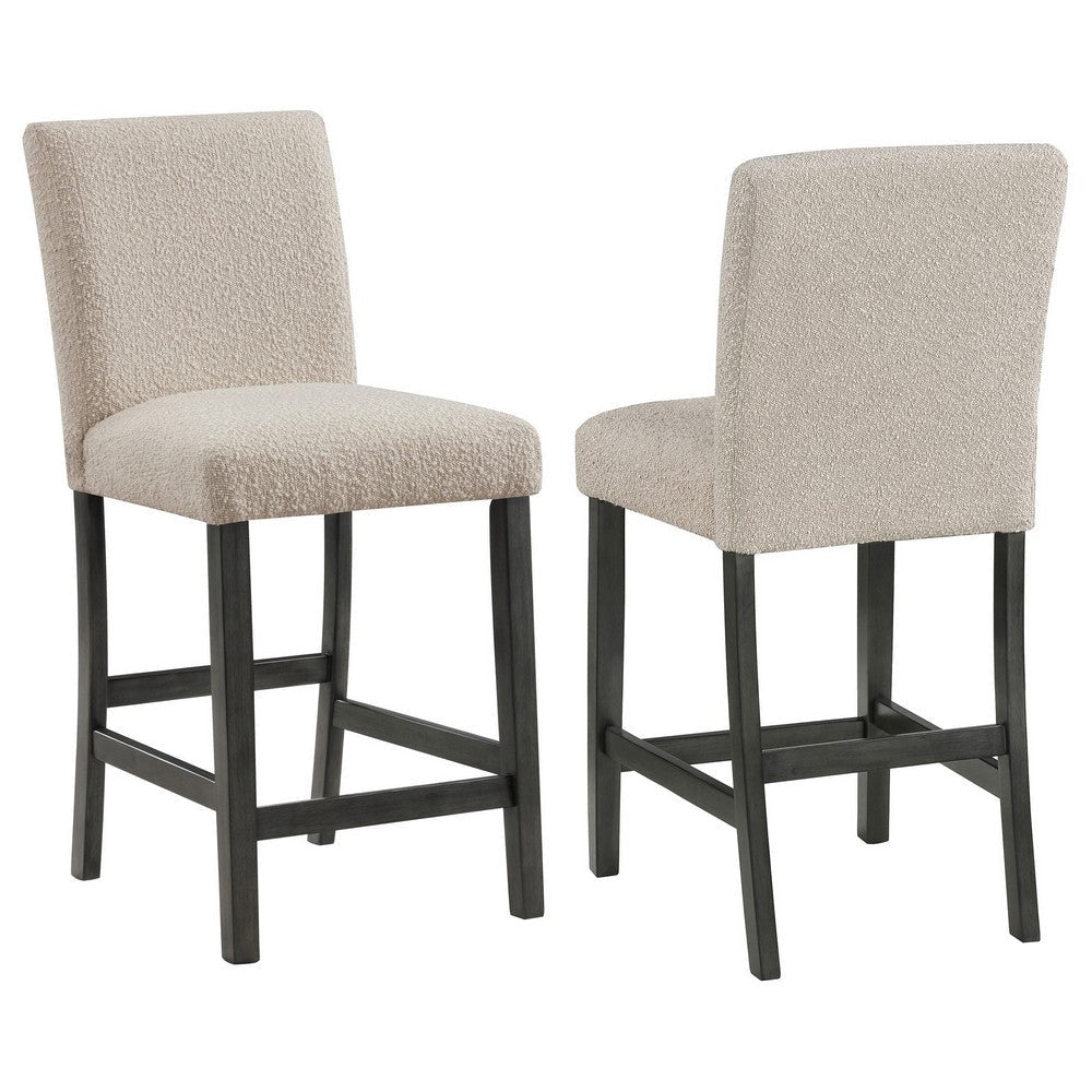 Alora Counter Height Dining Chair Set of 2, Beige Boucle, Charcoal Gray By Casagear Home