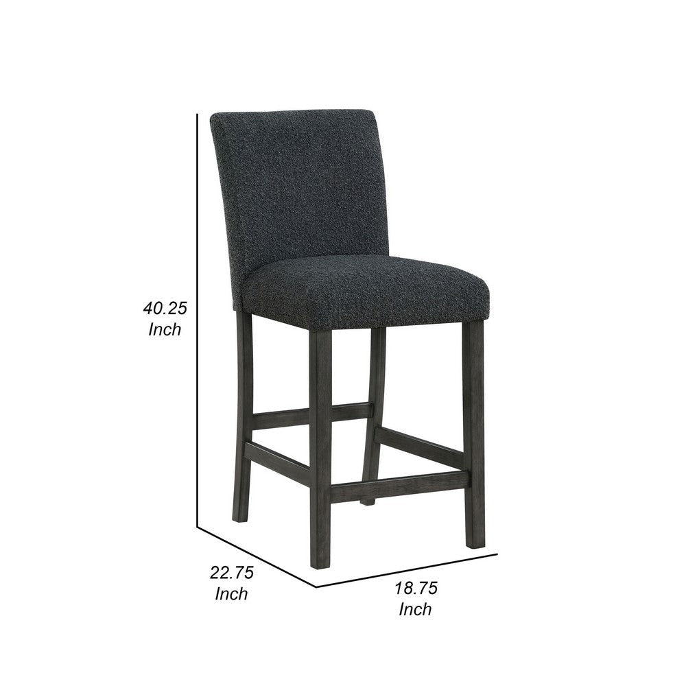 Alora Counter Height Dining Chair Set of 2 Black Boucle Charcoal Gray By Casagear Home BM319038