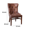 Abi Side Dining Chair Tufted Back Nailhead Trim Brown Faux Leather Wood By Casagear Home BM319046