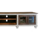 Texu 69 Inch TV Entertainment Console 4 Doors 2 Open Shelves Brown White By Casagear Home BM319047