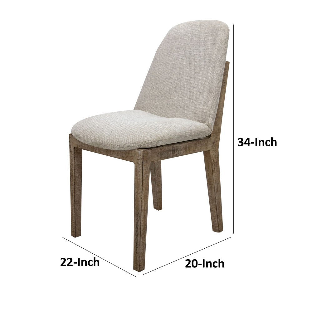 Kohl Dining Side Chair Set of 2 Handcrafted Beige Upholstered Seat Brown By Casagear Home BM319049