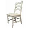 Ziay Side Dining Chair Set of 2 Ladder Back Turned Legs Ivory Upholstery By Casagear Home BM319052