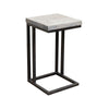 Tina Side End Table, Square White 15 Inch Wood Top, C Shape, Black Metal By Casagear Home