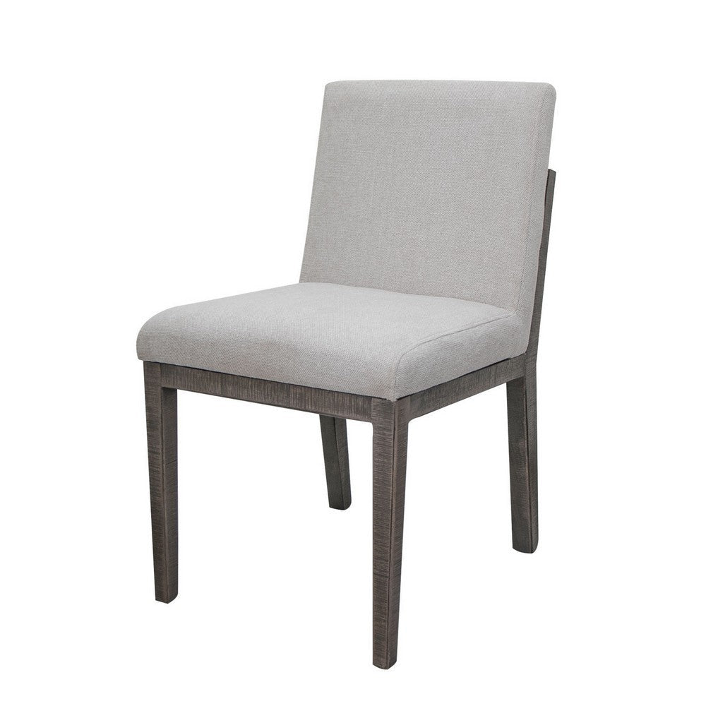 Lein Dining Side Chair Set of 2 Handcrafted Gray Upholstered Seat Brown By Casagear Home BM319061