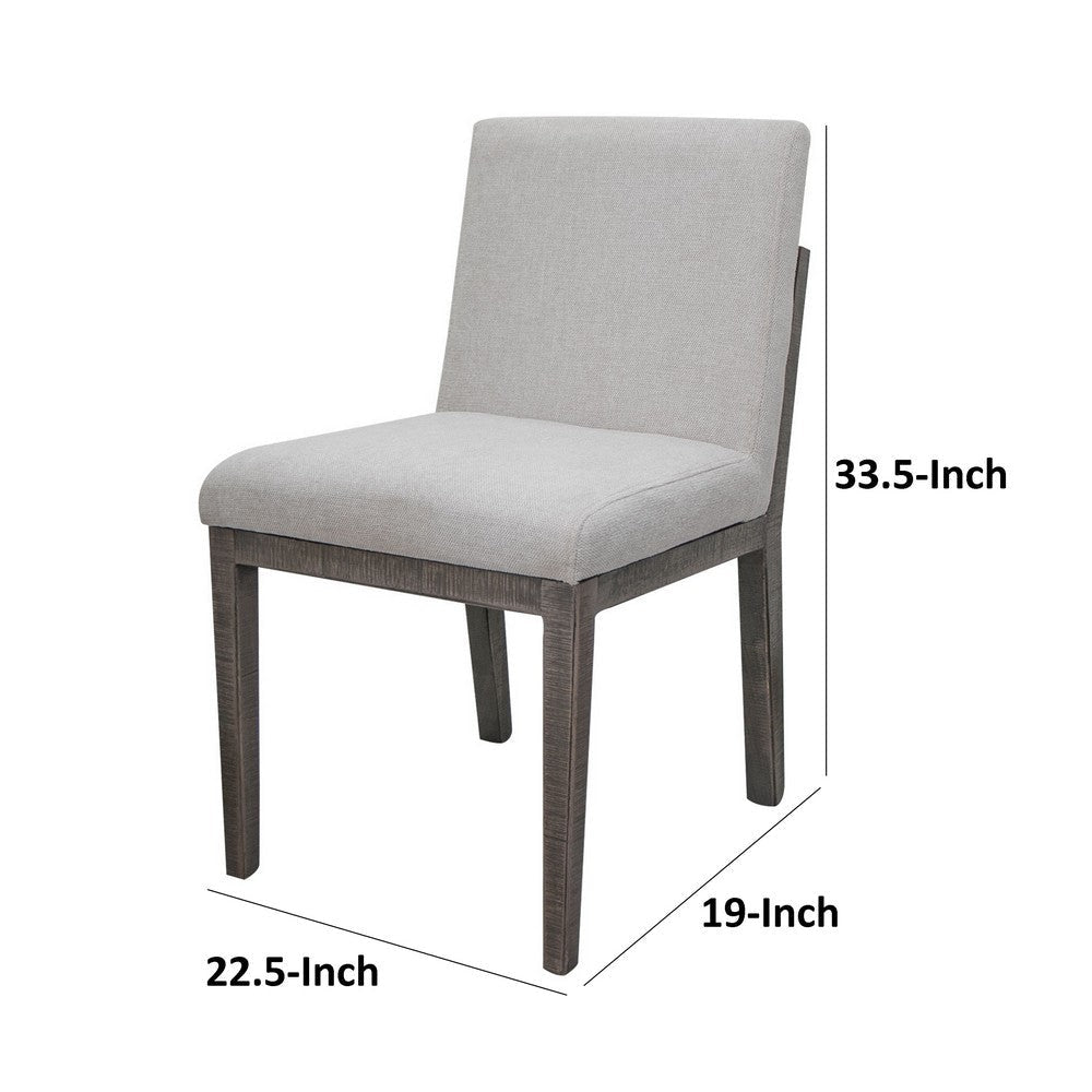 Lein Dining Side Chair Set of 2 Handcrafted Gray Upholstered Seat Brown By Casagear Home BM319061