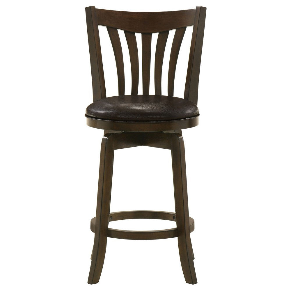 Ethan Swivel Counter Height Chair Dark Brown Faux Leather Hardwood By Casagear Home BM319064