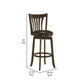 Ethan Swivel Barstool Chair Dark Brown Faux Leather Slatted Back Hardwood By Casagear Home BM319065