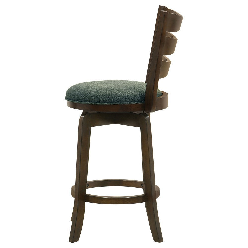 Mona Swivel Counter Height Chair Hunter Green Fabric Dark Cherry Brown By Casagear Home BM319066