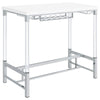 Nora Bar Height Table with Wine Storage, Acrylic Legs, White, 47 Inch By Casagear Home