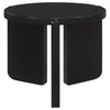 Kiya Side End Table Panel Legs 27 Inch Round Black Solid Wood Frame By Casagear Home BM319074