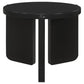 Kiya Side End Table, Panel Legs, 27 Inch Round Black Solid Wood Frame By Casagear Home