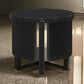 Kiya Side End Table Panel Legs 27 Inch Round Black Solid Wood Frame By Casagear Home BM319074