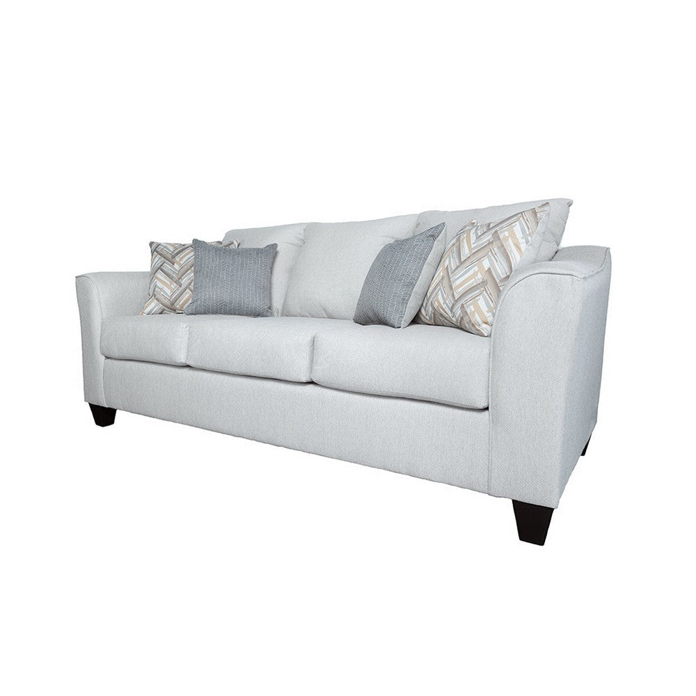 Siya Sofa Gray Fabric 82 Inch with Track Arms 4 Accent Throw Pillows By Casagear Home BM319076