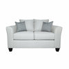 Siya Loveseat, Gray Fabric, Track Style Arms, 2 Accent Pillows, 60 Inch By Casagear Home