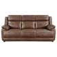 Ellen Sofa Brown Faux Leather Foam Cushions Pillow Top Arms 86 Inch By Casagear Home BM319079