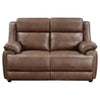 Ellen Loveseat Brown Faux Leather Foam Cushions Pillow Top Arms 63 Inch By Casagear Home BM319080