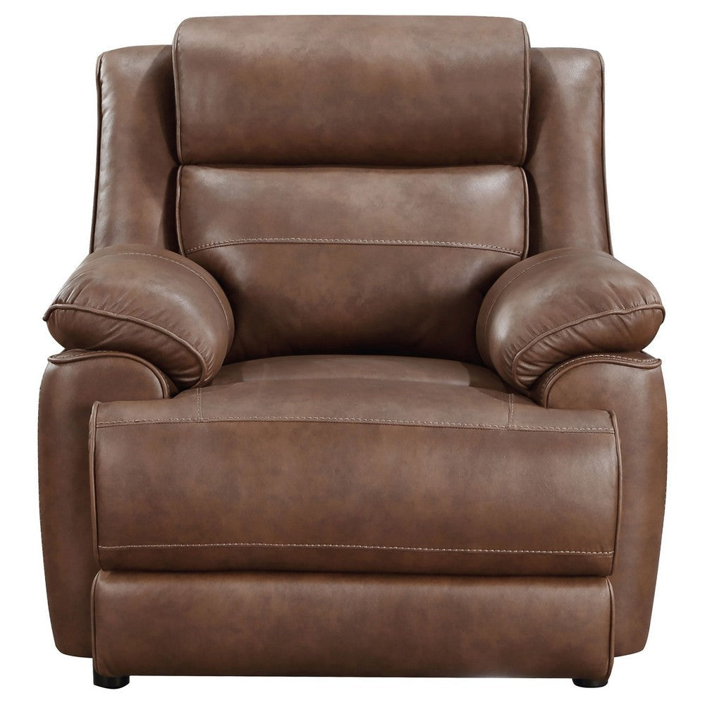 Ellen Accent Chair Brown Faux Leather Foam Cushions Pillow Top Arms By Casagear Home BM319081