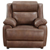 Ellen Accent Chair Brown Faux Leather Foam Cushions Pillow Top Arms By Casagear Home BM319081