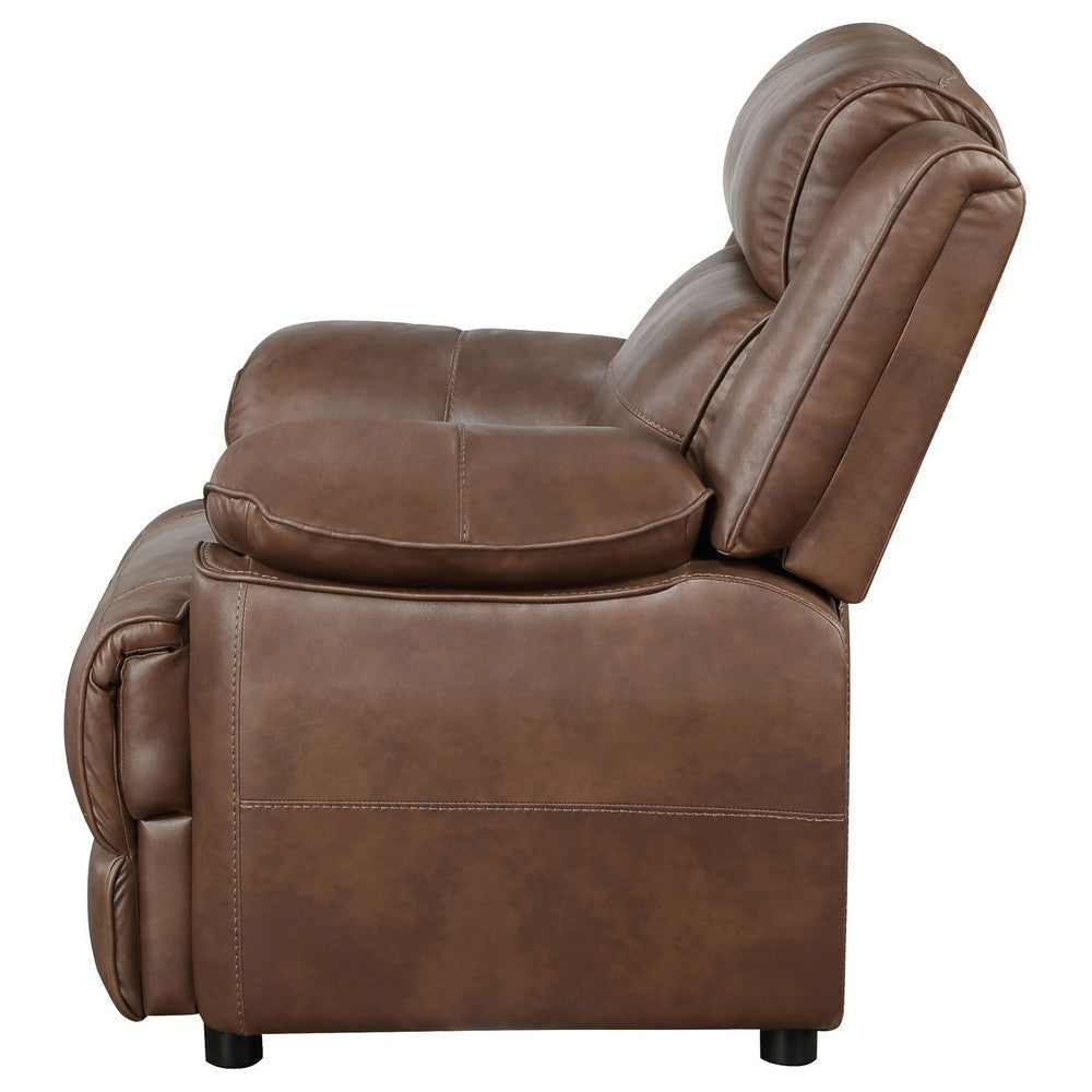 Ellen Accent Chair Brown Faux Leather Foam Cushions Pillow Top Arms By Casagear Home BM319081