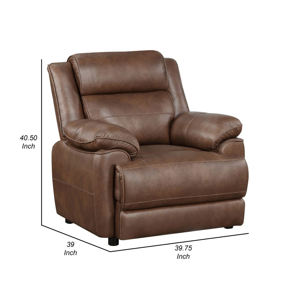 Ellen Accent Chair Brown Faux Leather Foam Cushions Pillow Top Arms By Casagear Home BM319081