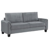 Dave Sofa, Gray Fabric, Rounded Armrests, Black Tapered Legs, 80 Inch By Casagear Home