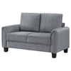 Dave Loveseat Gray Fabric Rounded Armrests Black Tapered Legs 57 Inch By Casagear Home BM319083