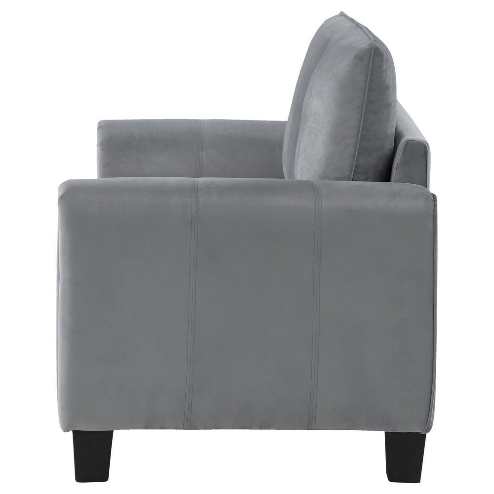 Dave Loveseat Gray Fabric Rounded Armrests Black Tapered Legs 57 Inch By Casagear Home BM319083