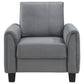 Dave Accent Chair Gray Fabric Rounded Armrests Black Tapered Legs By Casagear Home BM319084