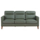 Joey Sofa Green Faux Leather Modern Track Style Arms Hardwood 76 Inch By Casagear Home BM319086