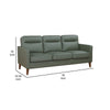 Joey Sofa Green Faux Leather Modern Track Style Arms Hardwood 76 Inch By Casagear Home BM319086