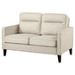 Joey Loveseat Ivory Faux Leather Modern Track Arms Hardwood 53 Inch By Casagear Home BM319087