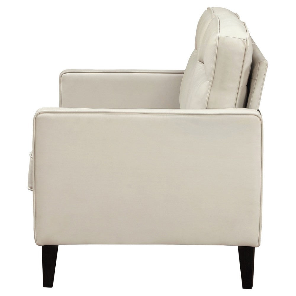 Joey Loveseat Ivory Faux Leather Modern Track Arms Hardwood 53 Inch By Casagear Home BM319087